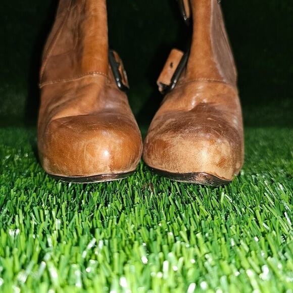 Donald Pliner Women Estero Brown Leather Moto Biker Buckle Ankle Boots US 7 - Picture 6 of 8